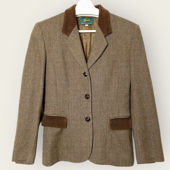 Vintage Jackets & Blazers - Vintage Wool and Corduroy Equestrian Style Academia Blazer